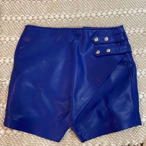Blue leather skirt